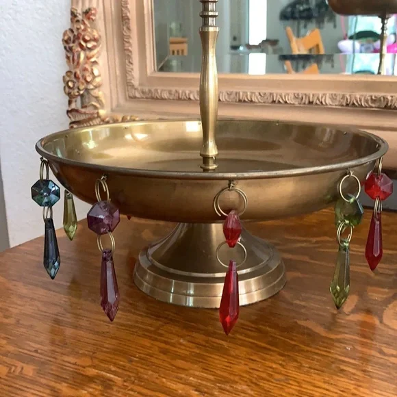 Tray 2 tier with beads gold multicolor beads - Picture 3 of 6